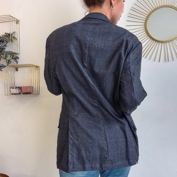 M.J. Bale wool blazer / suit jacket, navy and charcoal checked / plaid, 42R - Picture 3 of 17